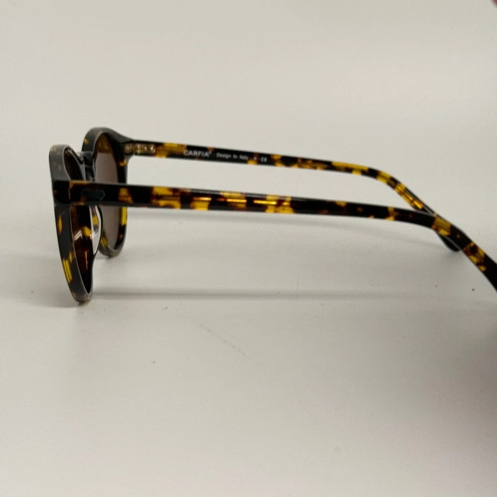 Carfia CA5288 Polarized Round Sunglasses Tortoiseshell Brown Lens Italy Design